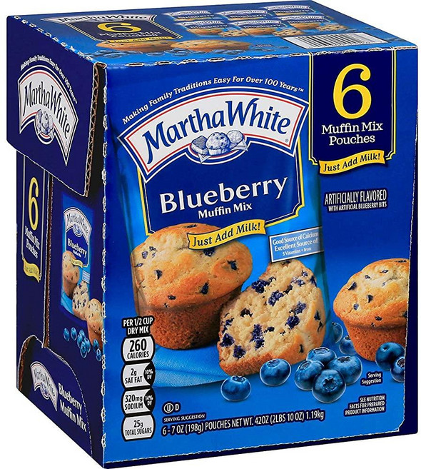 Martha White Blueberry 머핀 믹스 글루텐 프리 198.4g(7온스) (6개 팩)141893, Martha White, Blueberry 머핀 믹스,