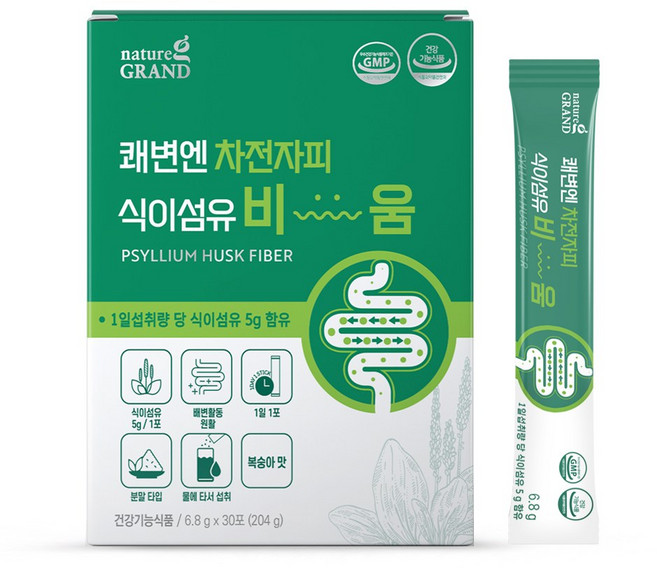 네이처그랜드 쾌변엔 차전자피 식이섬유 비움 장건강 배변활동 30포 30일분, 1개, 30회분