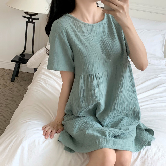 오르미 여성 잠옷 원피스 4종 반팔 파자마 순면 거즈 홈웨어 빅사이즈
