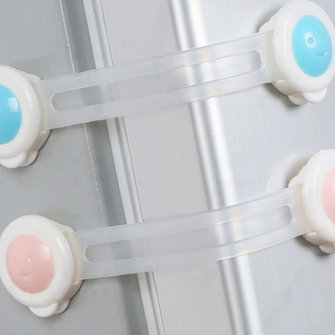 냉장고 문 열림 방지 고정 잠금 버튼 도어 자석 부착 안전, 1개, GFarm  1버튼잠금장치2p-핑크