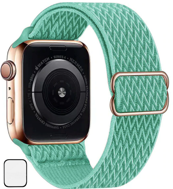 NUBASE 애플워치 호환 고탄력 링크 솔로루프 스포츠루프 버클 스트랩, 웨이브 민트