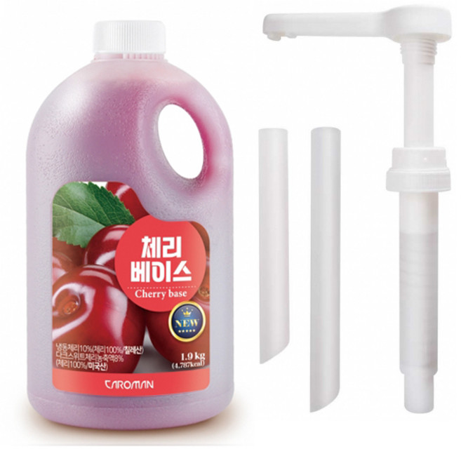 까로망 체리 베이스 1.9kg + 전용 소스펌프 증정 | 대용량 체리 액상 베이스 홈카페 음료, 2개