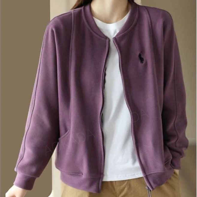 AOKADA 여성 봄 가을 캐주얼 루즈핏 무지 숏 야구복 아우터