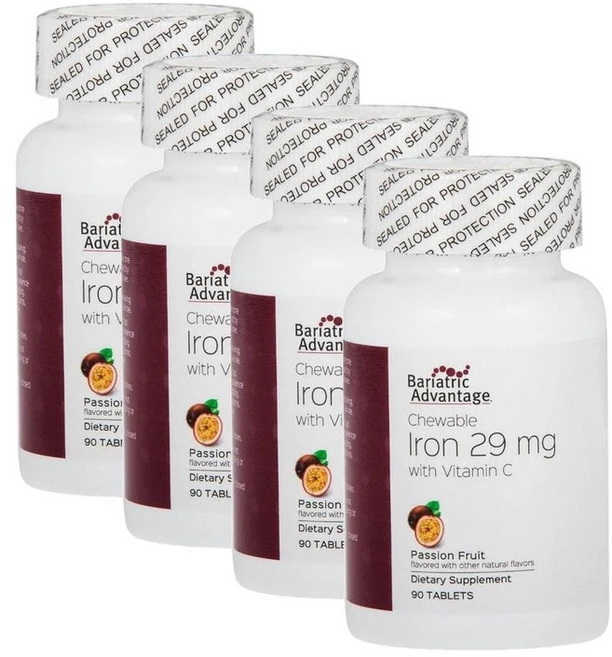바리아트릭 어드밴티지 철분 29mg 패션프룻 츄어블 Bariatric Advantage Chewable Iron Passion Fruit, 4개, 90정 - 쿠팡