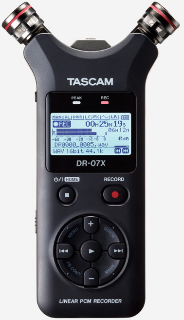 [당일발송 재고보유] TASCAM 타스캠 DR-07X 스튜디오 녹음 휴대용 보이스 레코더, 블랙