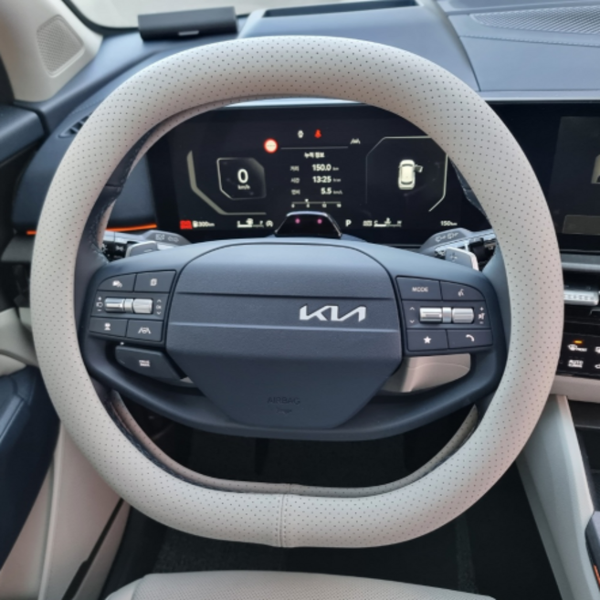 이와이카 자동차 가죽 더블D컷 핸들커버 EV3 EV4 EV5 EV6 EV9 쏘렌토2026 더뉴K8 스포티지2025 카니발2025 PV5 셀토스 토레스 필랑트 캐스퍼 아우디이트론, 새들브라운, 투톤