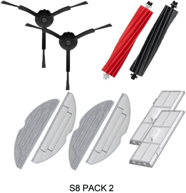 기존 Roborock S8 Pro 울트라 액세서리 + 진공 청소기 예비 부품 용 사이드 브러시 필터 Mop Choth 먼지 봉, 10 s8 Pack2