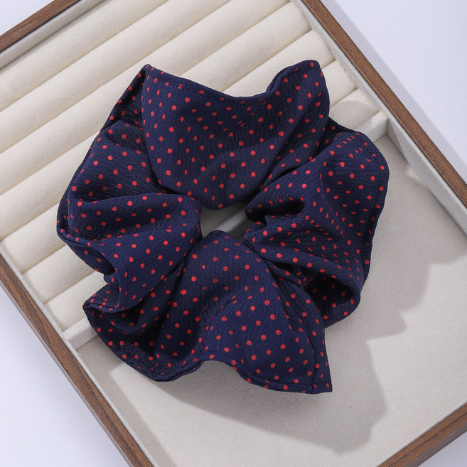 도트 플라워 벨벳 헤어끈 여성 포니테일 데일리 고급 머리삔 FS165