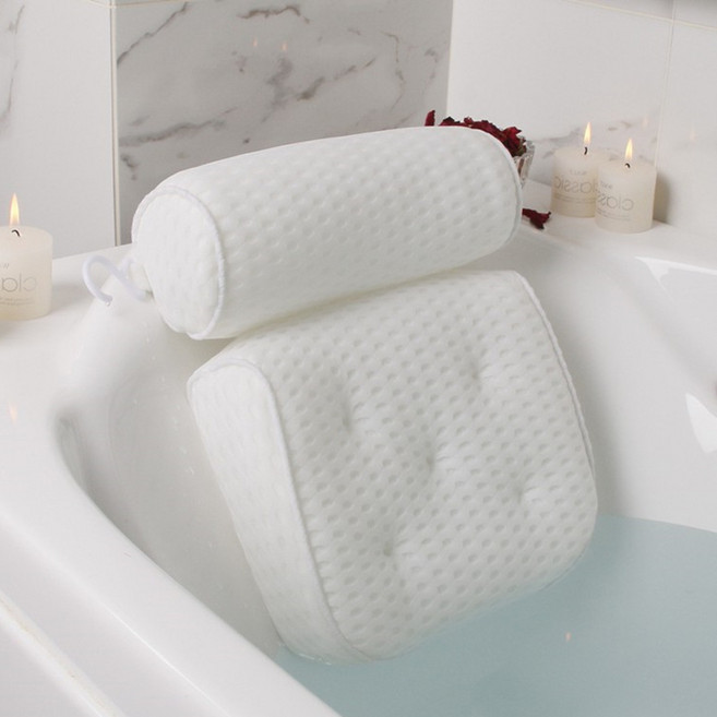 니드원트 프리미엄 욕조목받침대 고급형 목욕베개, 화이트, 1개