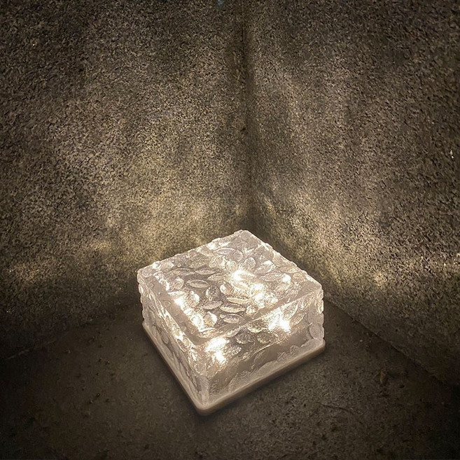 太陽能冰磚燈 太陽能地磚燈 LED草坪燈 庭院花園景觀燈, 暖光（6LED）