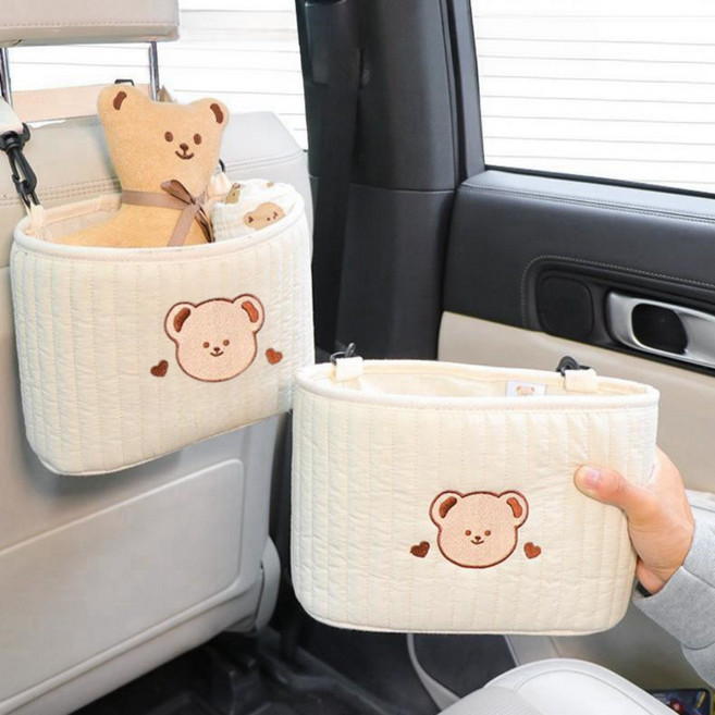 갓트브 차량 뒷좌석 수납포켓 곰돌이 다용도 수납함, 1개, 안녕 곰돌이