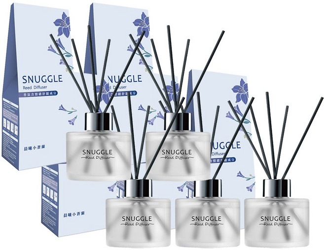 SNUGGLE 熊寶貝 香氛室內擴香 沉靜雪松 小蒼蘭 清新茉莉 療癒白茶 晨光白麝香 茶中漫步 檸檬馬鞭草, 晨曦小蒼蘭, 100ml, 5個