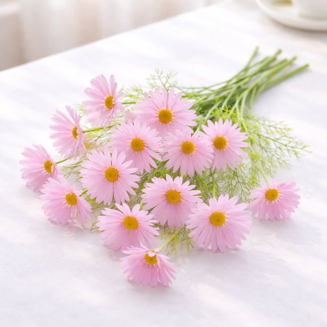 하스몰 인조 꽃 조화 인테리어 꾸미기 데이지 꽃 장식, 10개, 핑크