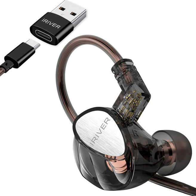 아이리버 가상 7.1 공간 음향 게이밍 이어폰 + USB to C젠더 + 전용파우치, IGE-V1C, 블랙