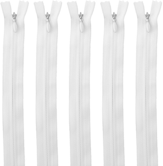 Joeunmall 콘솔지퍼 25cm 숨은지퍼 치마 바지 10인치, 101 화이트-소, 5개