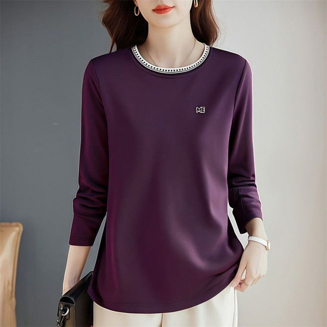 TKX 여성용 간절기 긴팔 티셔츠 심플한 디자인 편안한 착용감 빅사이즈 중년여성옷
