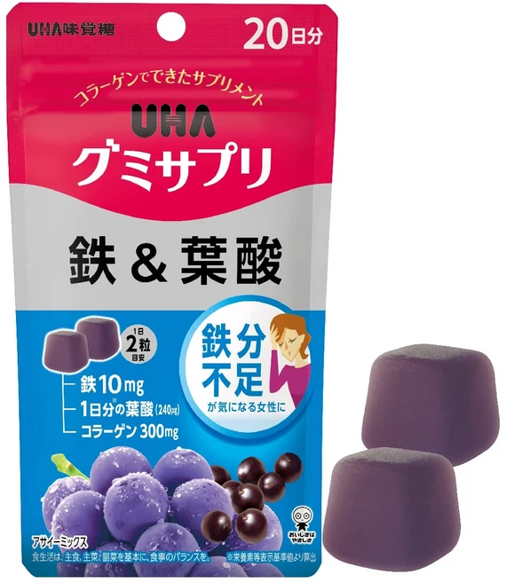 일본젤리 UHA 구미 영양제 엽산 40mg 블루베리 맛 20일분, 1개, 20회분 - 쿠팡