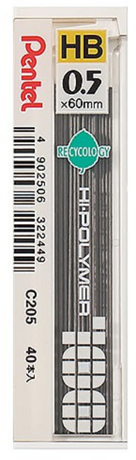 Pentel 飛龍 HB 0.5mm 60mm C205 自動鉛筆筆芯 40支入