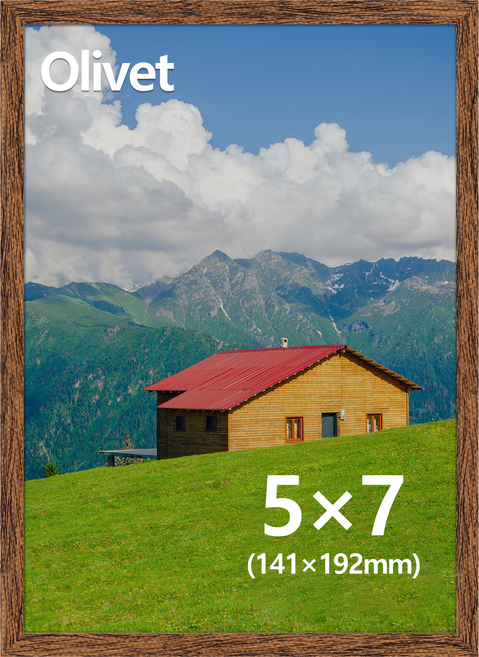 olivet 우드그레인 액자 무타공 겸용 인테리어 5x7사진액자, 1개, 커피 나무결
