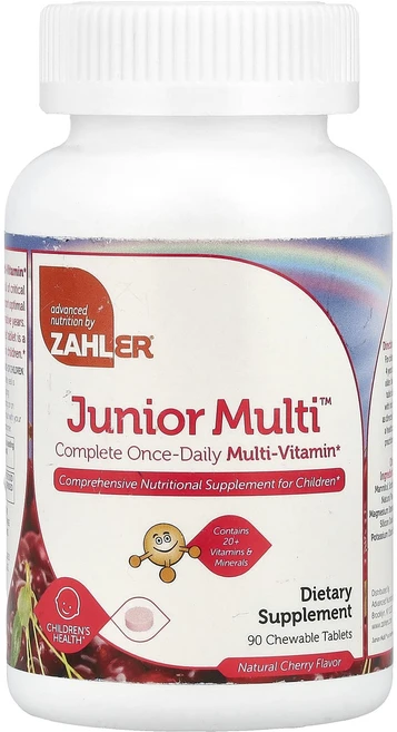 Zahler Youth Multi™ 하루 한 번 복용하는 완벽한 종합비타민 천연 체리 맛 츄어블 정 90정, Zahler Youth Multi™ 하루 한..., 1개 - 쿠팡