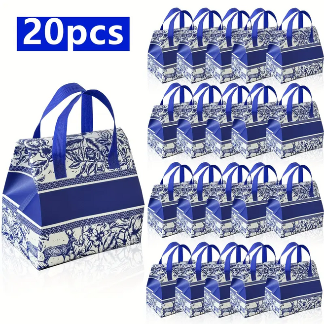 재사용 가능한 테이크아웃 피크닉 가방 보온 쿨러백 20팩, 20매입, 블루