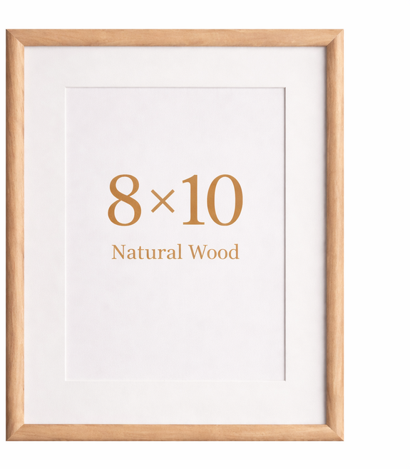 하스몰 고급 라운드 액자 프레임 내지 매트보드 포함, 1개, 내추럴 우드