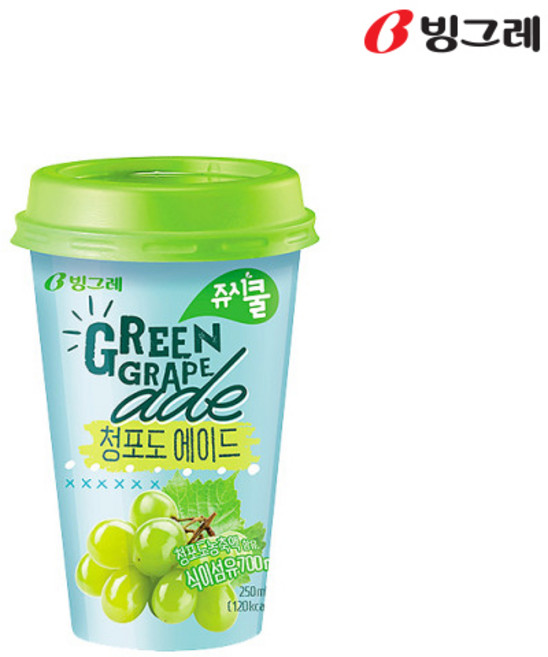 빙그레 쥬시쿨에이드 청포도에이드 250mlx40컵/무료배송, 40개, 250ml