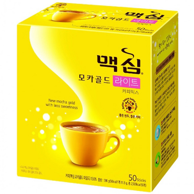 바래스 맥심 모카골드 라이트 50T 커피믹스, 1박스, 11.8g, 50개입