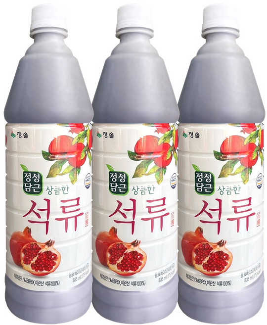 청솔 상큼한 석류 원액 음료 베이스, 3개, 835ml