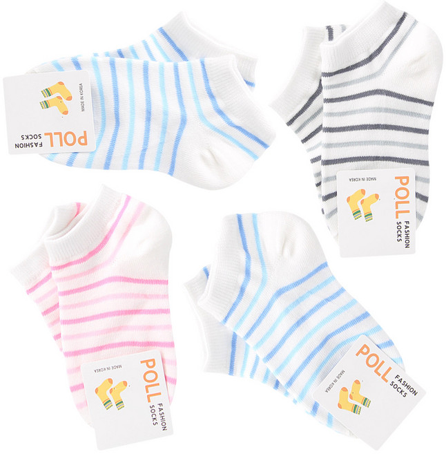 양말쟁이 아동 스니커즈 발목 양말 5켤레세트 잔줄무늬