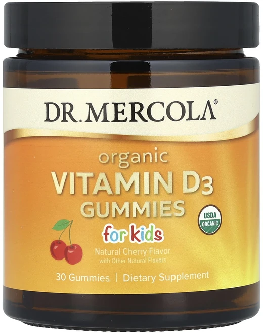 Dr. Mercola 유기농 비타민D3 구미젤리 어린이용 천연 체리 맛 25mcg(1000IU) 구미젤리 30개, DrMercola유기농비타민D3구미젤리어린이용천연체리맛, 1개, 30정 - 쿠팡