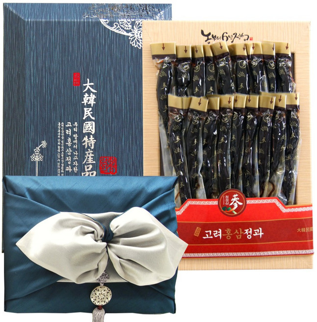 고려 홍삼 정과 600g 한지함 보자기포장 상견례 명절선물 부모님 선물, 1개, 그린보자기+노리개