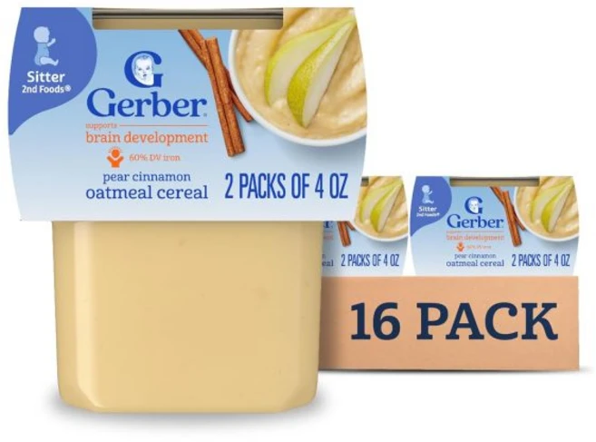 거버 베이비푸드 2nd 푸드 믹스드 시리얼 페어 시나몬 오트밀 113g 16팩 Gerber Baby Food Foods Mixed Cereal Pears Cinnamon Oat, [현지직배송] Pear Cinnamon with Oat - 쿠팡