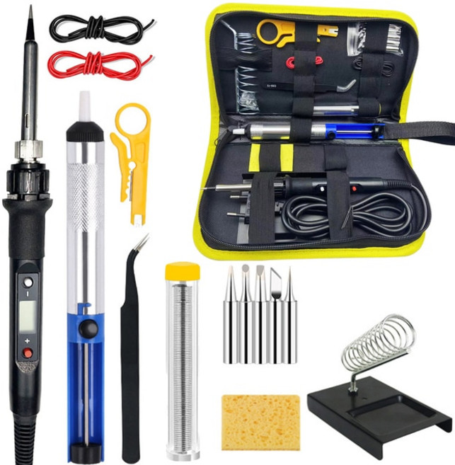 전기납땜인두 우드버닝 펜 제거 전기 납땜 인두 80W LCD 디지털 디스플레이 조절 가능한 온도 팁 2, 1개