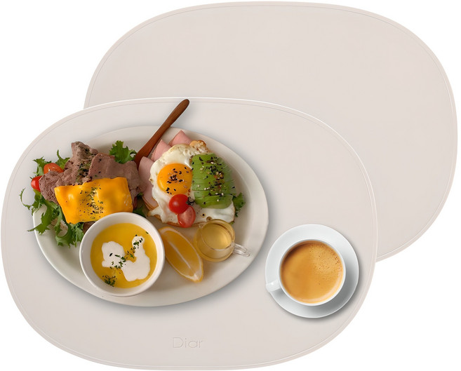 디아르 플래티넘 실리콘 식탁매트 오리지널, 오트밀베이지, 42.5 x 31 cm, 2개