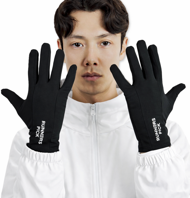 러너스픽 울트라 씬 겨울 러닝 장갑 남여공용 기모 보온 논슬립 터치, 1개, 울트라씬 블랙