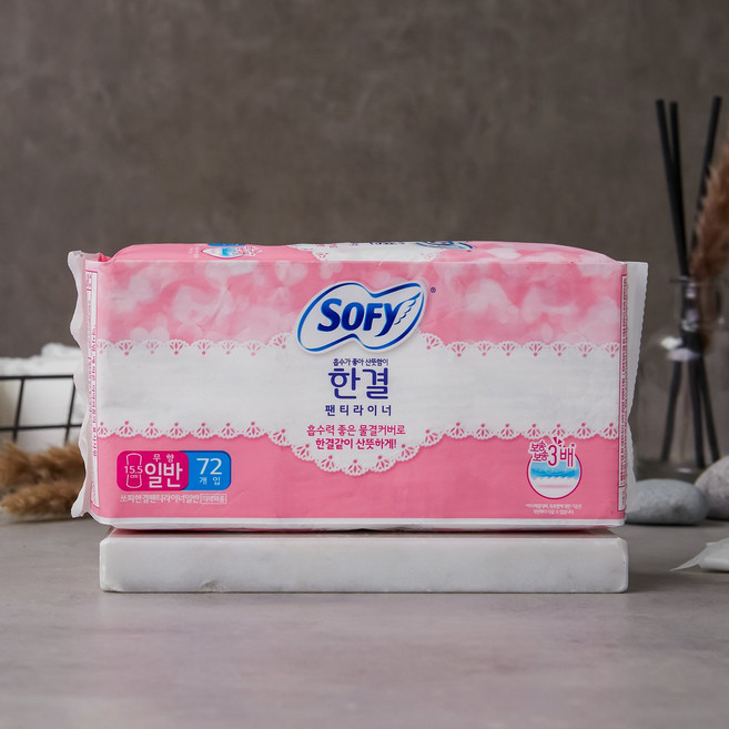 쏘피 브랜드관 쏘피 한결 팬티라이너 무향 일반72P, 일반