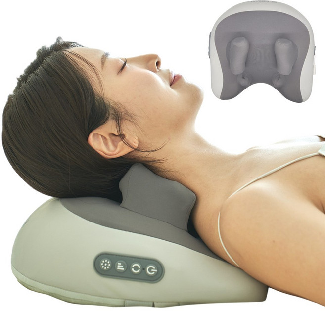 휴리아 목 어깨 안마 엑스 찜질 베개 마사지기 무선 온열 지압 승모근, HB-005