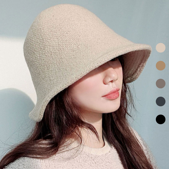 이코마켓 와이어 여성 니트모자 니트 벙거지 벨크로 버킷햇 햇빛차단 챙넓은모자 여성모자 봄 가을 겨울 햇빛가리개