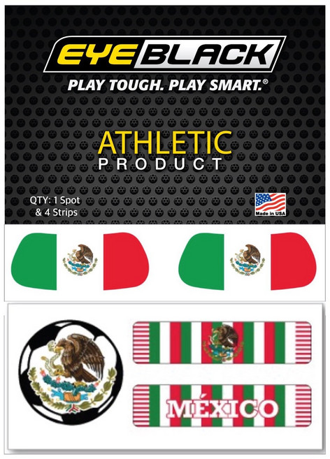 EYEBLACK 국가대표 국기 아이블랙 1쌍 + 축구 스트립 세트 (총 5 pcs) 월드컵 응원템 각종 스포츠 축구 야구 MADE IN USA, 1세트, 멕시코 MEXICO