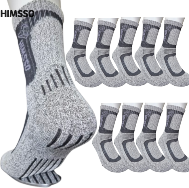 [힘쏘] 남성용 두꺼운 등산양말 웍스탠다드, 웍스텐다드 -블랙, 10개, 블랙