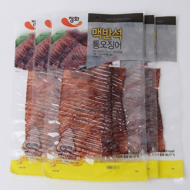 [정화식품] 맥반석 통오징어 55g x 5개 - 간식용 안주용 오징어