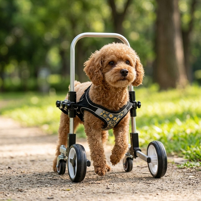 강아지 앞다리 휠체어 소형견 보행보조기 알루미늄 반려견 재활 S M, 1개, 블랙