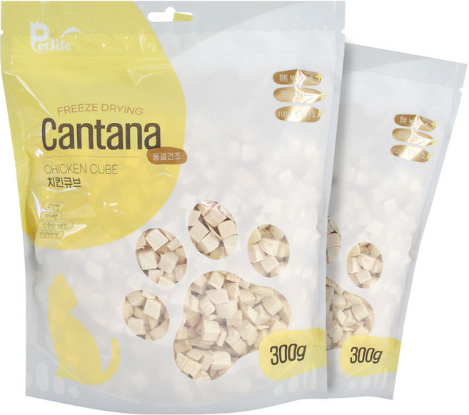 칸타나 동결건조 치킨맛 간식, 치킨 큐브, 300g, 2개