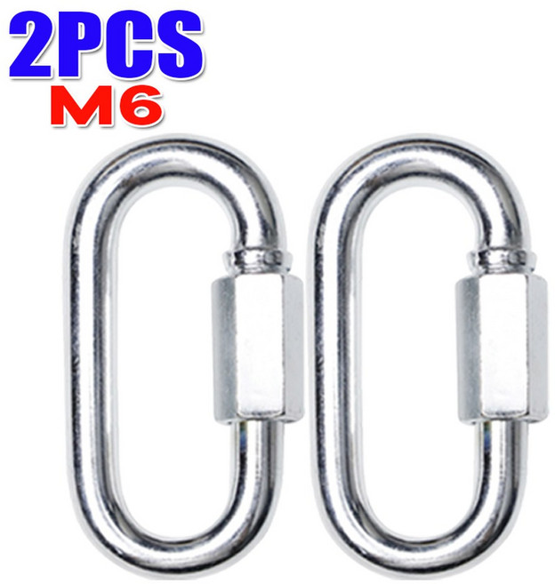 헤비 듀티 아연 도금 락 퀵 스크류 M5 링크 훅 M6 철제 체인 M4 카라비너 커넥터, M6 2pcs