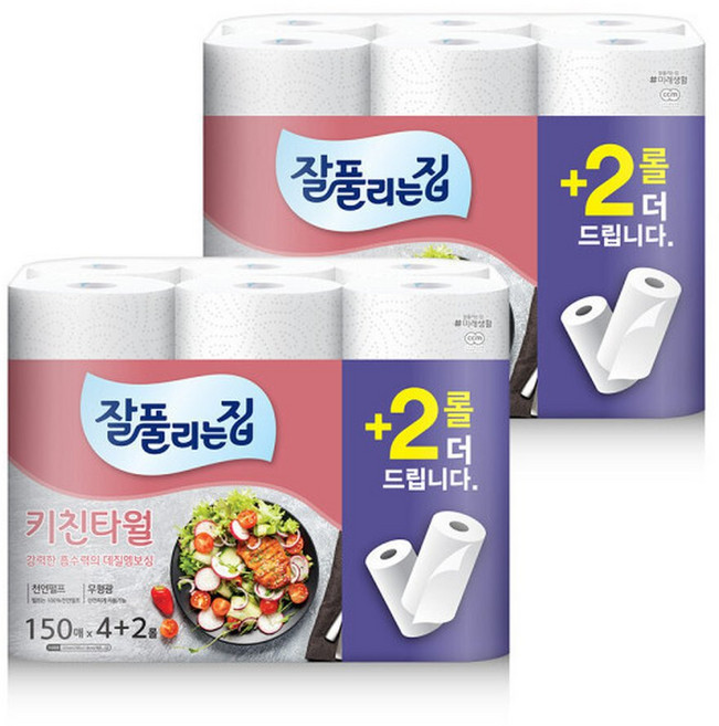 미래생활 잘풀리는집 키친타월 150매 6개입 2개, 12개