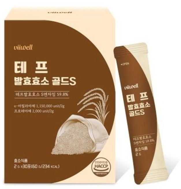 [1개상품] Charm Goods 비웰 테프 발효 효소 골드S 30포, 1개