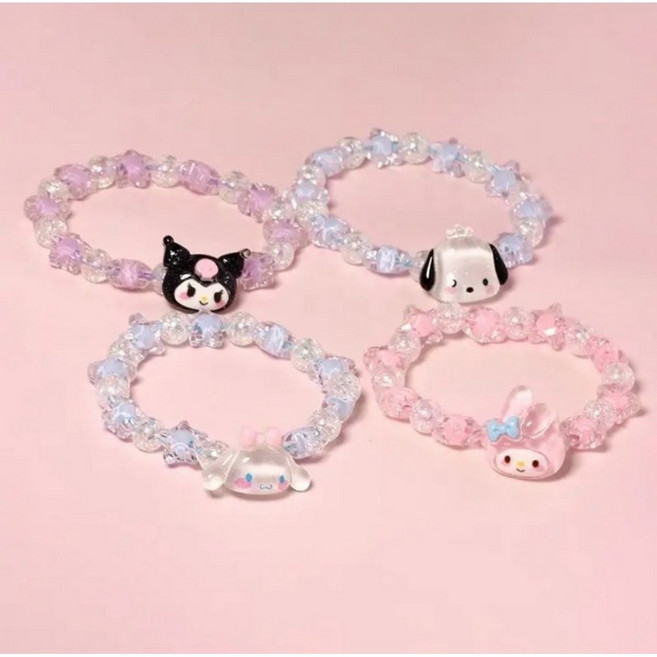 [ 4종 세트 ] 산리오 패션 주얼리 시나모롤 쿠로미 마이멜로디 팔찌 아동 유아 여아 답례품 어린이집 선물