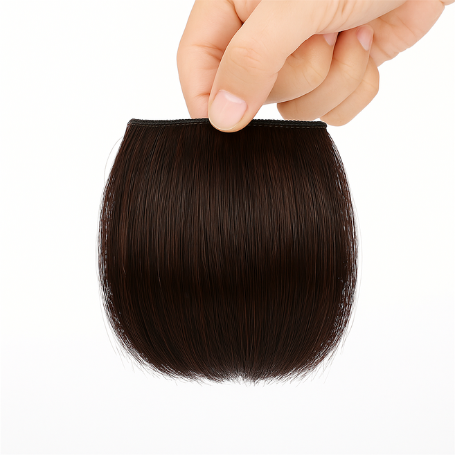 여성용 자연스러운 볼륨업 클립형 부분 가발 헤어피스, 1개, 진한 브라운 10cm