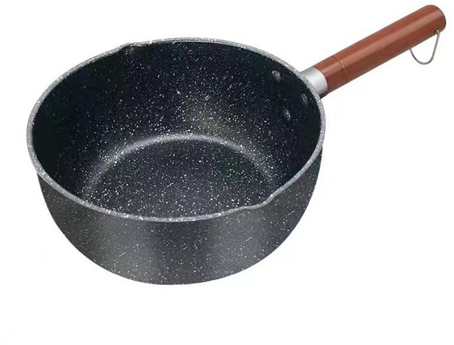 DFMEI 不鏽鋼雪平鍋嬰兒輔食鍋麥飯石爐具通用小奶鍋家用不粘鍋湯鍋, 1個, 不粘雪平鍋【無蓋】:16cm, 1cm